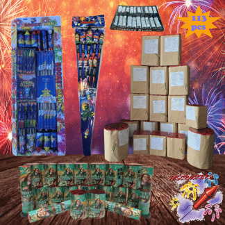 Ultimate fireworks pack bundle with 113 multi-shot cakes, rockets and crackers
